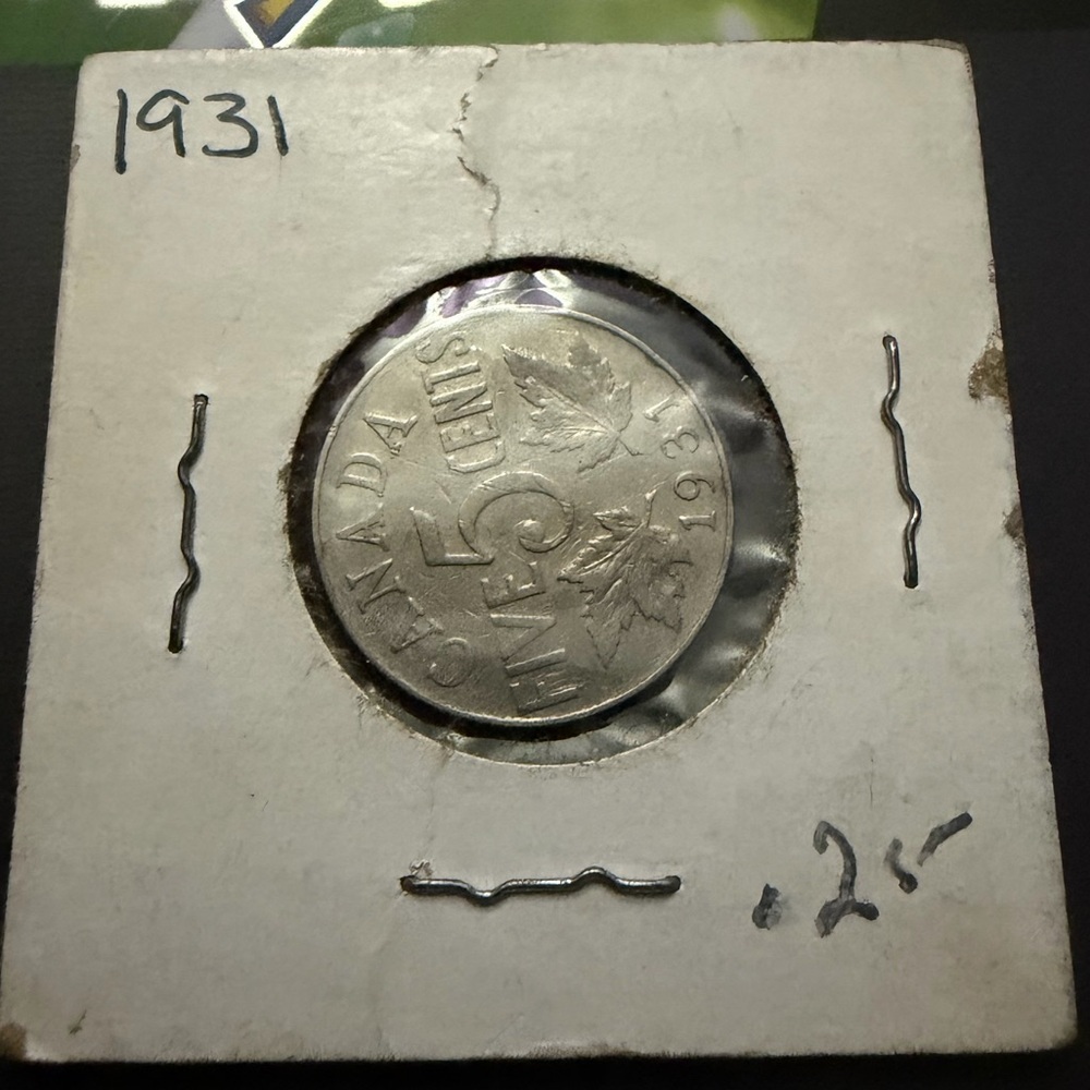 1931 Canadian Five Cents Coin